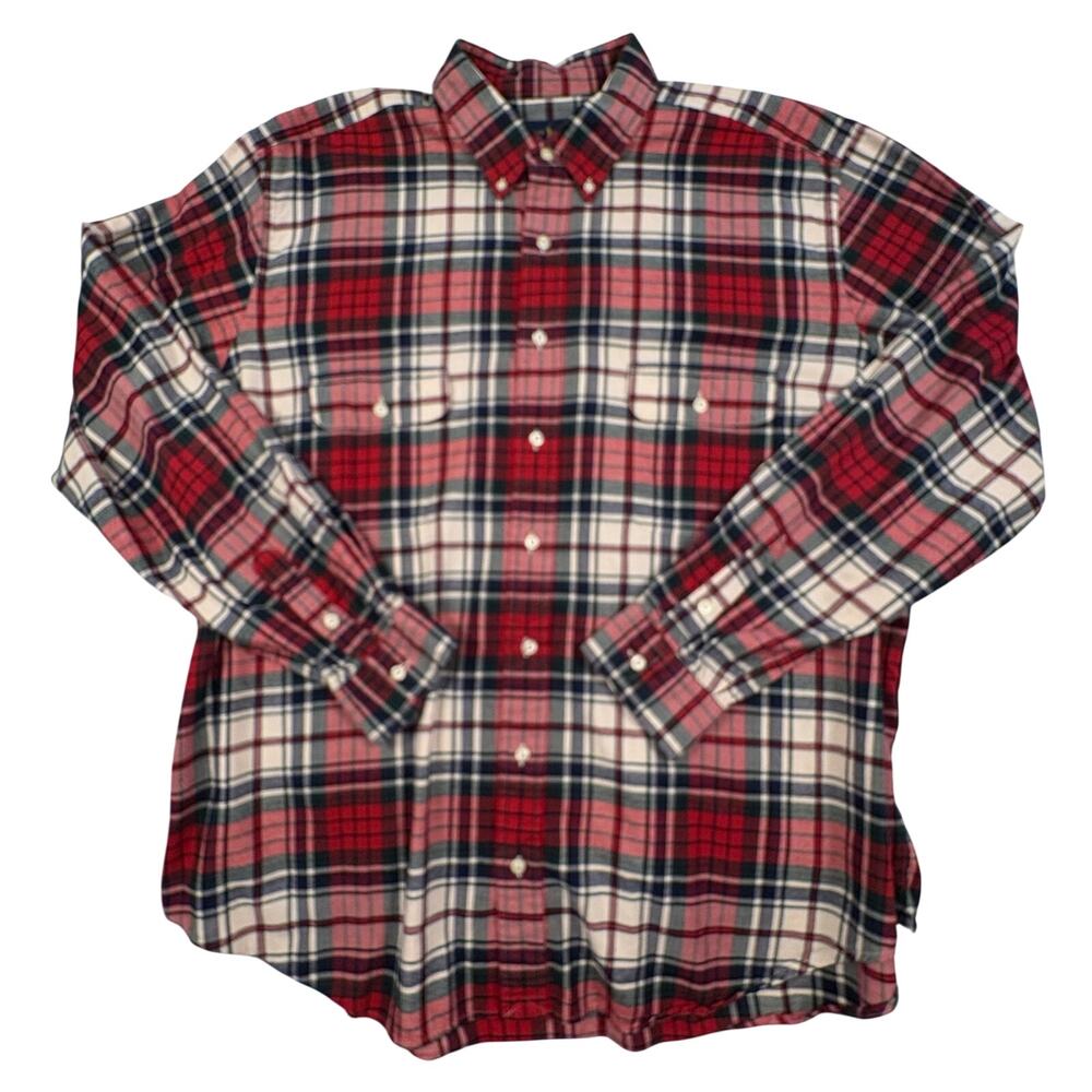 Ralph Lauren Big & Tall Flannel Shirt Men's 1XB Red Green Plaid Cotton